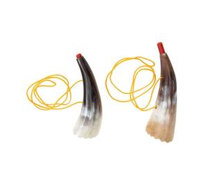 SOPOTUTU Corno Giocattolo a Forma di Corno di Bue 2 Pezzi in Abs e Ossidiana con Cordino, Facile da Trasportare per Back To School Party e Feste per Ragazzo Ragazza Colore Casuale