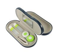 SOPOTUTU Custodia Portatile Rigida Per Lenti a Contatto e Occhiali Doppio Strato, Chiusura Ermetica, Specchio Integrato, Per Viaggi e Uso Esterno, Accessori Da Viaggio Per Donna e Uomo