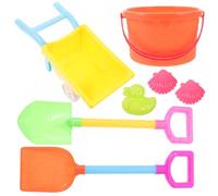 SOPOTUTU Giocattolo da Spiaggia per Carrello, Secchiello e Pala in Plastica Ecologica, Set 6 Pezzi per Giochi Creativi All’aperto al Mare Colore Casuale