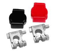 SOPOTUTU Kit Terminali Batteria Auto Positivo e Negativo con Coperture Antincendio Morsetti in ABS e Lega di Piombo per Collegamento Sicuro Set Completo per Veicoli Auto Camion Barche