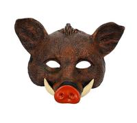 SOPOTUTU Maschera Cinghiale PU Marrone per Halloween e Cosplay Accessorio Spaventoso Unisex per Feste Tema Animale Decorazione Resistente