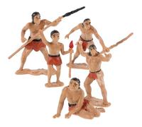 SOPOTUTU Modelli in Miniatura Uomini Primitivi in Resina 5 Pezzi Set Scena di Caccia Simulata Decorazione Artigianale per Collezione e Gioco Educativo