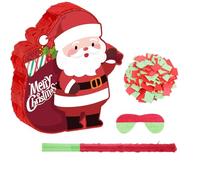 SOPOTUTU Pinata di Natale Appendibile Forma di Sacco di Babbo Natale con Bastone e Bendaggio Decorazione Festa Natalizia per Compleanni e Riunioni Familiari