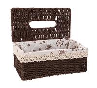 SOPOTUTU Scatola Portafazzoletti Intrecciata Mano con Contenitore Organizer per Salviette da Resistente e Decorativo per e Ufficio Marrone