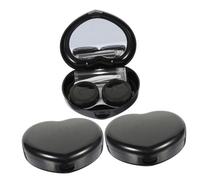 SOPOTUTU Set 3 Custodie per Lenti a Contatto Specchio Scatola a Forma di Cuore Porta Lenti Compatto da Viaggio Include Pinzette e Bottiglia per Soluzione Mini Formato