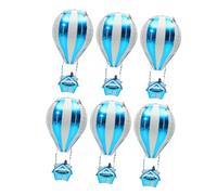 SOPOTUTU Set 6 Palloncini Forma Pallone Aerostatico in Foil Alluminio 4D Blu Decorazioni Festa Compleanno Decorazioni Aule Tema Pallone Aerostatico Forniture per Feste a Tema Aereo
