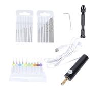 SOPOTUTU Set di Trapani a Mano Fai da Te Mini con Punte Elicoidali 03-12Mm Trapano Manuale Nero con USB Ricaricabile Kit 31 Pezzi per Incisione Perforazione Legno e Gioielli