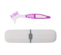 SOPOTUTU Set Spazzolino da Denti per Protesi con Custodia Porta Spazzolino per Dentiera, Kit Portatile la Pulizia di Apparecchi di Contenzione, per Viaggi con Contenitore Igienico