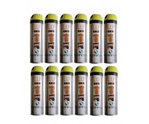 Soppec - Set di 12 bombolette da cantiere, 500 ml, colore: giallo fluo