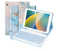 SOPPY Custodia con tastiera Bluetooth per iPad 7a/8a/9a generazione da 10,2", iPad Air 3 e Pro da 10,5", tastiera wireless rimovibile con slot per matita, custodia protettiva sottile, funzione