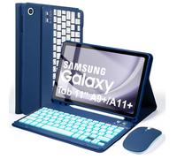 SOPPY Custodia con tastiera retroilluminata con mouse per Samsung Galaxy Tab A11+/A9 Plus 11" (SM-X210/X215/X216/X218), layout UK, cover sottile con tastiera staccabile per Samsung Tab 11", blu scuro
