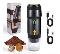 SOPPY Macchina da caffè elettrica portatile da 20 bar, macchina da caffè da viaggio 3 in 1 con autoriscaldamento, compatibile con capsule grandi/piccole e caffè macinato, riscaldamento rapido per