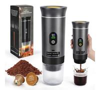 SOPPY Macchina per caffè espresso da campeggio, autoriscaldante, mini macchina da caffè portatile, autoriscaldante, per caffè e capsule di caffè, grigio