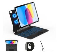 SOPPY Magic Keyboard Case per iPad 11a generazione (2025) 11", iPad 10a generazione (2022) 11", custodia magnetica galleggiante con trackpad, retroilluminazione a 7 colori, display LCD della batteria