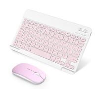 SOPPY Tastiera e mouse Bluetooth portatile, mini tastiera ricaricabile, tastiera wireless per iPad 9.7/iPad 10.2/iPad Air/Pro/Samsung Tab/Lenovo Tab/iOS/Android/Windows, layout UK (rosa)