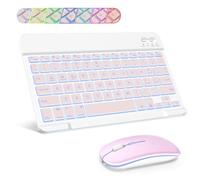 SOPPY Tastiera e Mouse Bluetooth Portatili Con Retroilluminazione, Mini Ricaricabile, Wireless per iPad/Samsung Tab/Lenovo Tab/iOS/Android/Windows, Layout Italiano (Rosa)