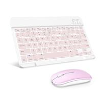 SOPPY Tastiera e Mouse Bluetooth Portatili, Mini Tastiera Ricaricabile Wireless per iPad/Samsung Tab/Lenovo Tab/iOS/Android/Windows, Layout Italiano (Rosa)