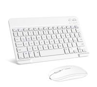 SOPPY Tastiera e Mouse Bluetooth Portatili, Universale Ricaricabile per Tablet, Wireless per iPad/Samsung Tab/Lenovo Tab/iOS/Android/Windows, Layout Italiano (Bianco)