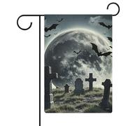 Sopra il cimitero bandiera da giardino su entrambi i lati, 30,5 x 45,7 cm, bandiera verticale in lino, bandiere per casa durevoli per feste decorative all'aperto