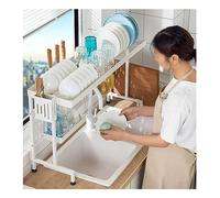 Sopra il lavello Rack, cremagliera dello scolapiat 2 Tiers Retractable Large Over The Sink Dish Drying Rack, for All Sinks, Adjustable Large Capacity Sink Rack, Stainless Steel Drain Rack to Save Spa