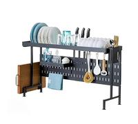 Sopra il lavello Rack, cremagliera dello scolapiat 2 Tiers Retractable Large Over The Sink Dish Drying Rack, for All Sinks, Adjustable Large Capacity Sink Rack, Stainless Steel Drain Rack to Save Spa