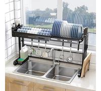 Sopra il lavello Rack, cremagliera dello scolapiat Large Over The Sink Dish Drying Rack Adjustable Large Capacity Stainless Steel Drainer Rack Kitchen Organizers Storage Rack