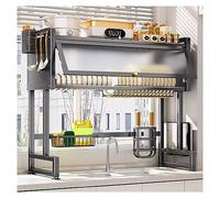 Sopra il lavello Rack, cremagliera dello scolapiat Over The Sink Dish Drying Rack with Cover, 2 Tier Large Capacity Dish Rack, Sink Organize Stand Shelf, Kitchen Counter Supplies Storage