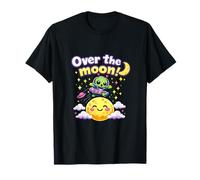 sopra la Luna Carino UFO Alien Moon Pun Graphic Maglietta