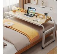 Sopra la scrivania del letto regolabile 115-210cm, tavolo sopra il letto con le ruote in piedi Workstation Desk Laptop Cart Tavoli da letto regolare l'altezza 65-95cm per Twin/Full/Queen/King Size Bed