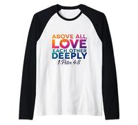sopra Ogni Amore Profondo Dio Cristiano Bibbia Versetto Maglia con Maniche Raglan
