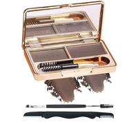 Sopracciglia Polvere Kit, 2 Colori Waterproof Eyebrow Palette Makeup Filling, Colore Sopracciglia, Waterproof Long Lasting Brow Powder, Natural Looking Brow, With Mirror Brow Brush and Razor Kit-01