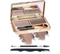 Sopracciglia Polvere Kit, 2 Colori Waterproof Eyebrow Palette Makeup Filling, Colore Sopracciglia, Waterproof Long Lasting Brow Powder, Natural Looking Brow, With Mirror Brow Brush and Razor Kit-03
