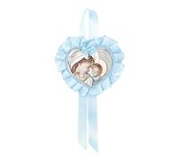 Sopraculla con Cuore maternità Celeste Argento Laminato Colorato Misure 25x12cm Circa Made in Italy Articolo da Regalo Mamma Bebe