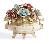 Soprammobile Centrotavola in Porcellana Capodimonte con Fiori Rose Swarovski +++