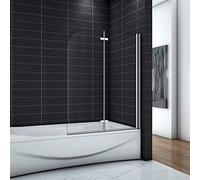 Sopravasca 120xH.140cm 2 Ante Temperato Vetro 6mm Anticalcare Cromo Lucido | Parete Per Vasca,Trasparente,Telaio in alluminio