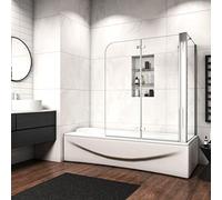 Sopravasca Angolare 100x70 cm Alta 140cm Vetro Temperato Trasparente Anticalcare 6 mm Parete Fissa Barra Stabilizzatrice