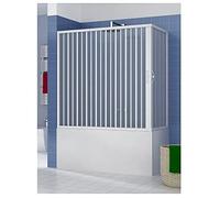 Sopravasca Box Vasca in PVC 2 lati 80 x 180 cm H 150 cm mod. GALATEA, Bianco, box doccia con apertura centrale angolare due ante a soffietto, reversibile, riducibile