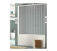 Sopravasca Box Vasca in PVC Nicchia Larghezza 140-200 cm, H 150 cm mod. ASIA, Bianco, apertura laterale anta a soffietto e reversibile