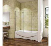 Sopravasca da Bagno Doccia 110x140cm Due Ante Apribili Vetro Temperato Trasparente 6 mm Anticalcare Cromato Lucido Maniglia