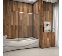 Sopravasca Parete Da Vasca Pieghevole A Libro a 2 ante movibili a 180 Gradi dimensioni 120x140cm