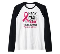 Sopravvissuto alla Mastectomia del Nastro Rosa del combattente del Cancro al Seno Maglia con Maniche Raglan
