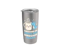 Sopravvivere Al Caffè E Dinosauro Roars Dino Enthusiast Bicchiere termico in acciaio inox doppia parete