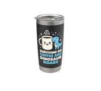 Sopravvivere Al Caffè E Dinosauro Roars Dino Enthusiast Bicchiere termico in acciaio inox doppia parete