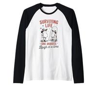 Sopravvivere alla Vita Una Rana Divertente Risata alla Volta Maglia con Maniche Raglan