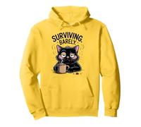 Sopravvivere Barely Funny Black Cat Coffee Lover Per Donne Uomini Felpa con Cappuccio