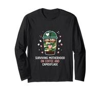 Sopravvivere maternità su caffè E Camouflage Militare Mamma Maglia a Manica