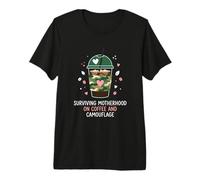 Sopravvivere maternità su caffè E Camouflage Militare Mamma Maglietta Premium