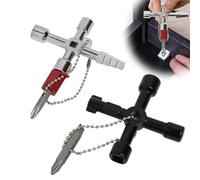 SopwMap 2PCS Chiave Multifunzione 4 in 1, Chiave Principale per Aprire Porte, Chiave Master, per Contatori Acqua, Gas, Armadietti Elettrici e Ascensori, per Manutenzione Domestica e Industriale