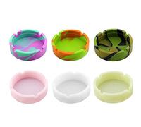 SOQKEEN Posacenere in Silicone 6 Pezzi, Portatile e Resistente al Calore, Set Colorato Fluorescente per Casa, Ufficio ed Esterno