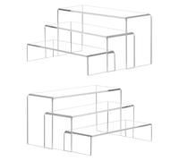 SOQKEEN Set 2 Espositori a 3 Livelli in Acrilico Trasparente (6 Pezzi) - Alzate Multiuso per Profumi, Cosmetici, Cupcakes e Collezioni